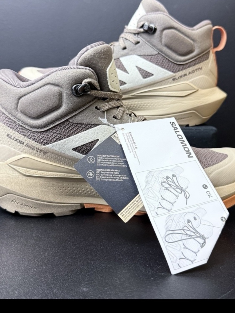 Salomon Women’s Athletic Shoes Taupe Beige Peach - Picture 2 of 13